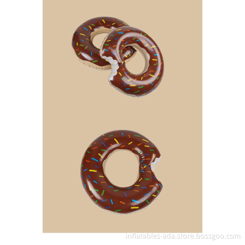 Pink and Brown donuts thickened with environmentally friendly PVC material adult children inflatable water swimming rings